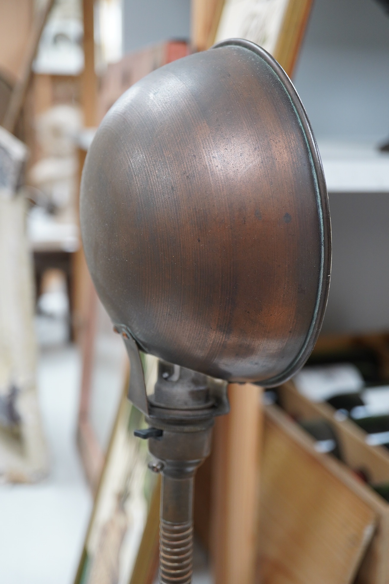 A mid-century adjustable desk lamp, 55cm high. Condition - good